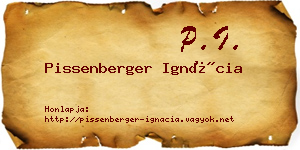Pissenberger Ignácia névjegykártya